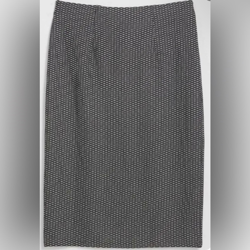 NWT LOFT MIDI Pencil Skirt Black White Pull On Stretch Knit Size XL